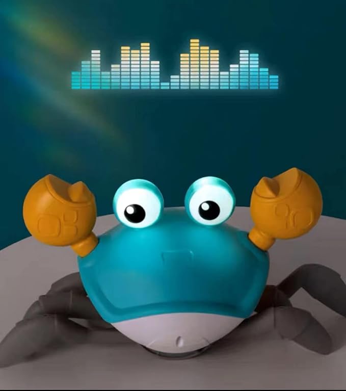 Electric Runaway Crab Crawling Crab Baby Toy with Music and LED Light Up Toddler Interactive Learning Development Toy with Automatically Avoid Obstacles For Babies, Toddlers and Kids