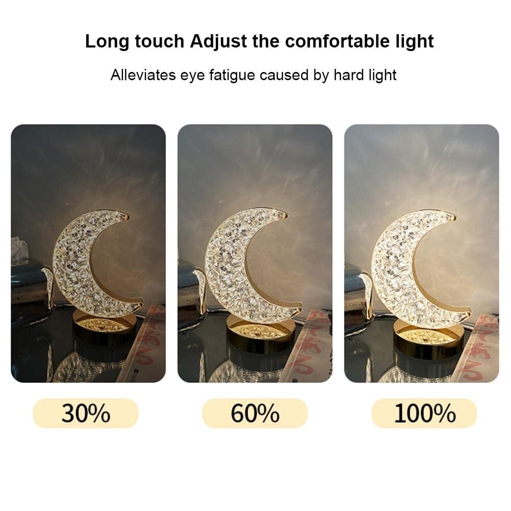 Crystal Crescent Touch Moon Lamp