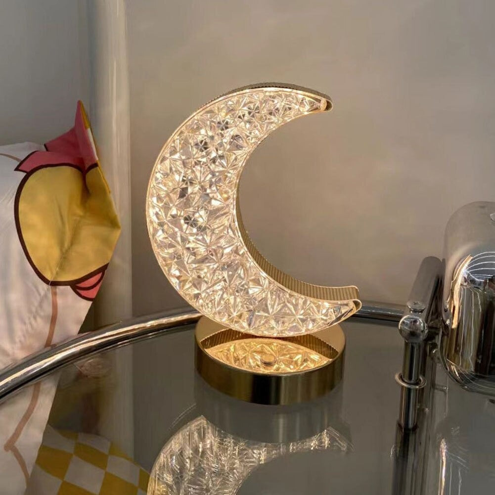 Crystal Crescent Touch Moon Lamp