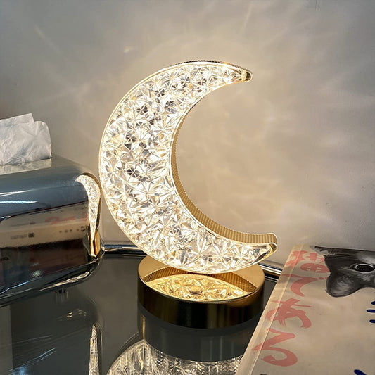 Crystal Crescent Touch Moon Lamp