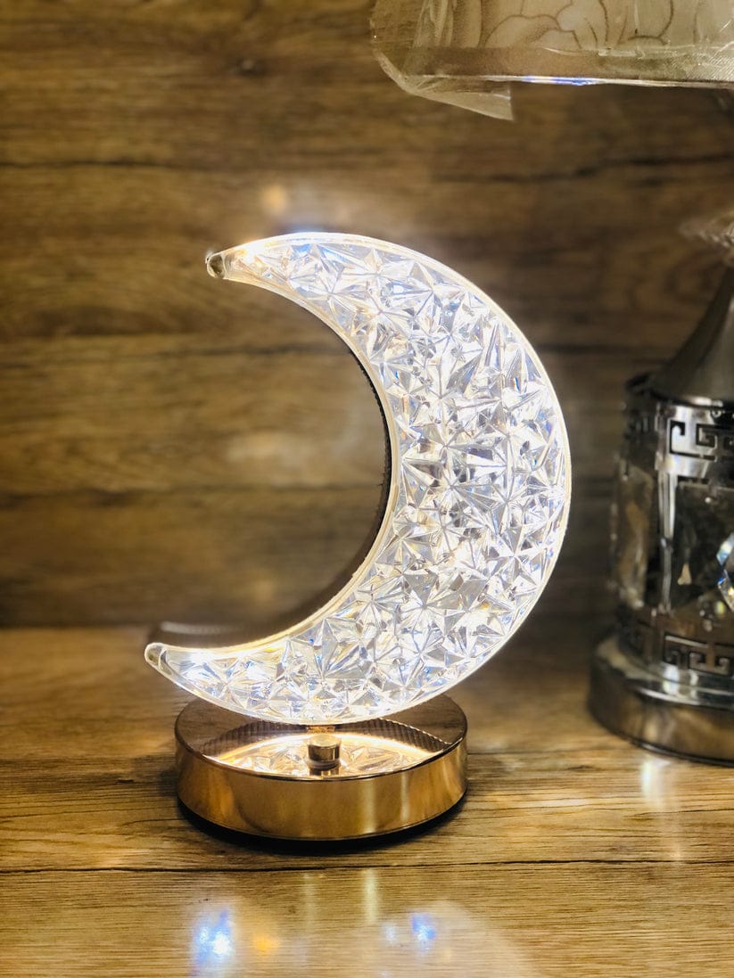 Crystal Crescent Touch Moon Lamp