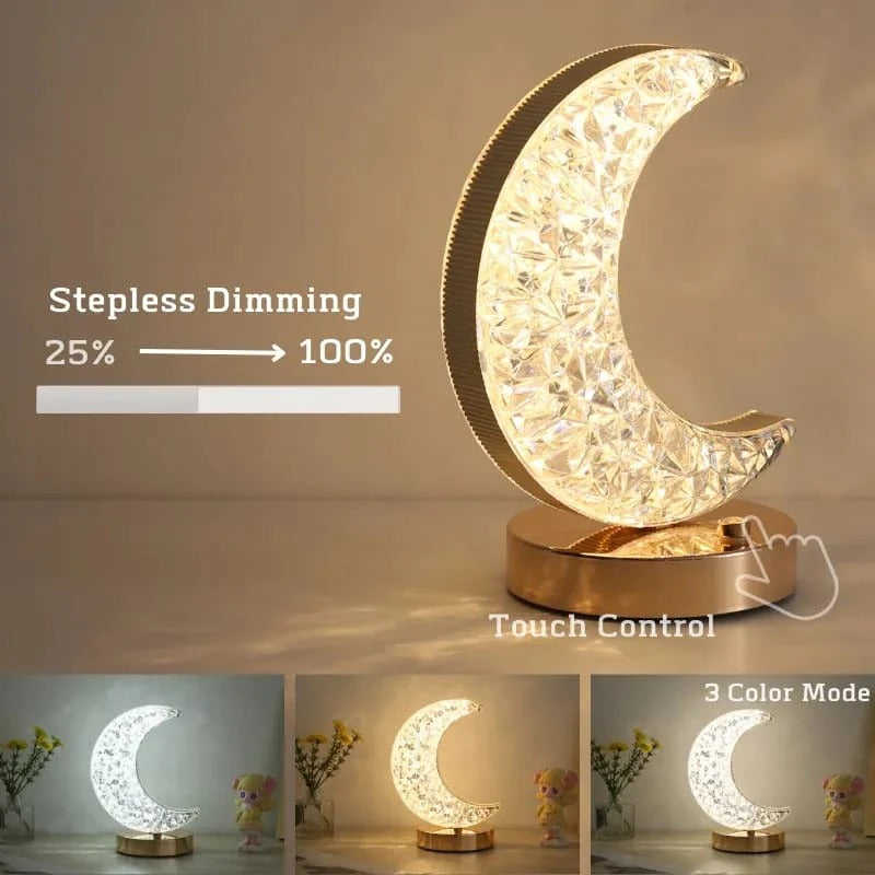 Crystal Crescent Touch Moon Lamp